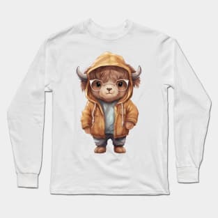 American Bison Wearing Hoodie Long Sleeve T-Shirt